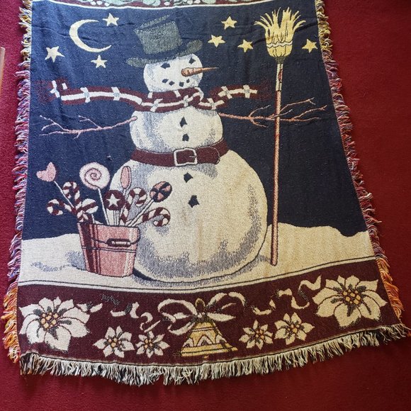 Excellent Condition, VINTAGE Christmas Themed Throw "Frosty The Snowman" - Picture 10 of 12
